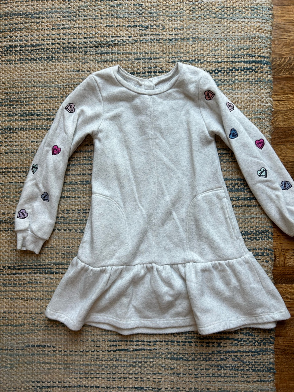 Splendid Girls' Casual Dress with Multicolor Heart Embroidery